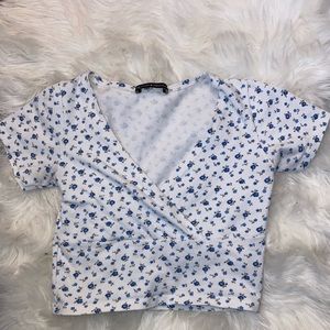Brandy Melville Blue Posy Crop Top
